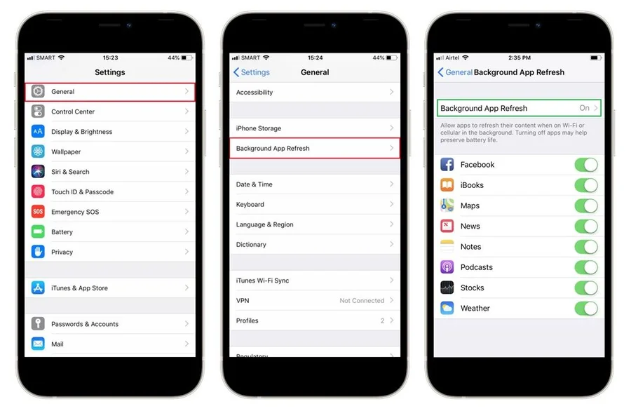 Disable Background App Refresh iPhone battery draining fast 