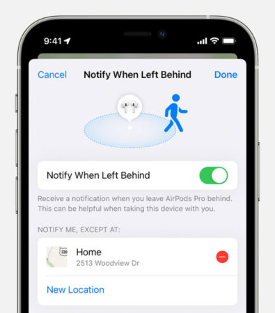 notify when leave your AirPods behind